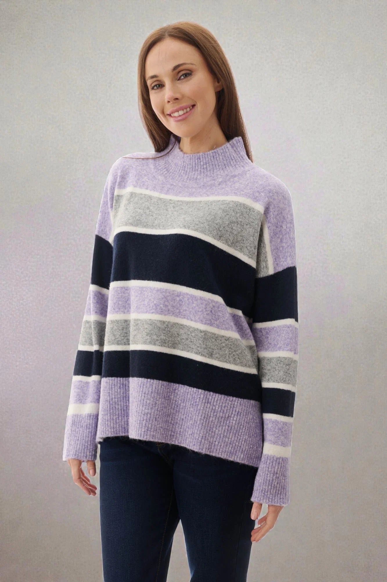 Slade High Neck Stripe Knit