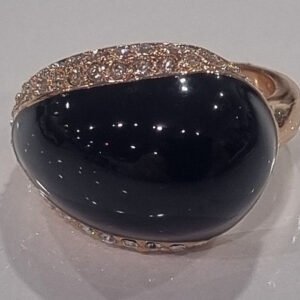 black agate rose gold plated ring