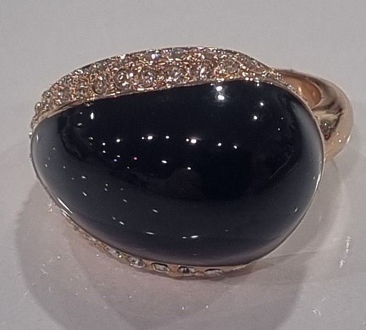 black agate rose gold plated ring