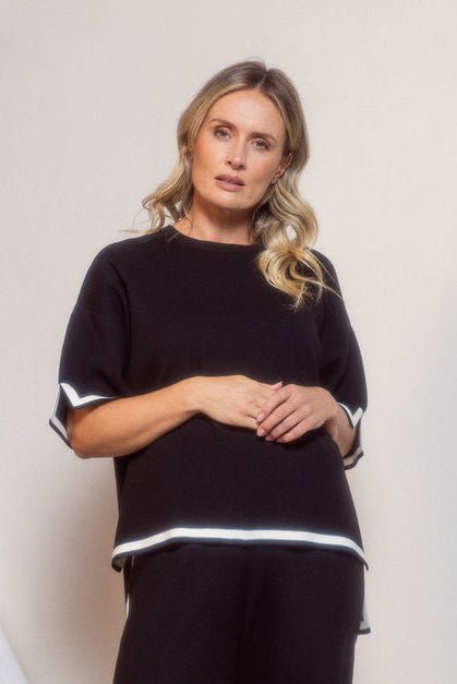See Saw Half Sleeve Top With Trim